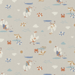 Printed Cotton LABAULE Gray / Blue